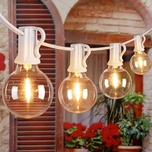 Main image of Outdoor String Lights, 100FT LED Patio Lights Waterproof White Wire Connectable Shatterproof Outside Light with 50 Edison + 3 Spare LED Bulbs for Indoor Balcony Porch Camping Deck Christmas