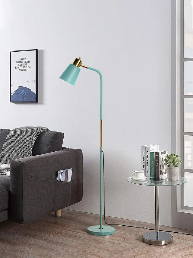 Alt view image 3 of 7 - Floor Lamp Industrial Floor Lamps Reading Farmhouse Standing Lamp Rustic Floor Lamp Adjustable Metal Heads Indoor Task Lighting for Living Room Bedroom Office Home Décor (Green)