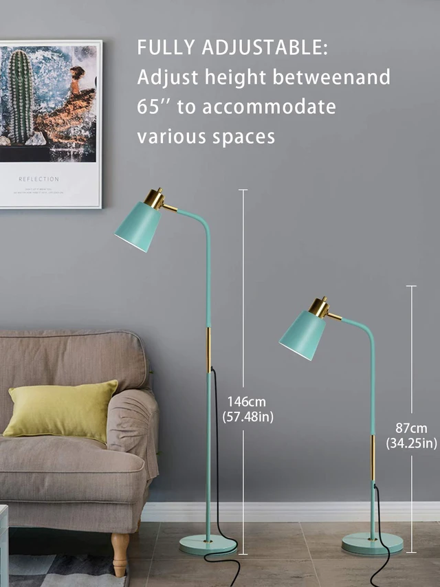 Alt view image 5 of 7 - Floor Lamp Industrial Floor Lamps Reading Farmhouse Standing Lamp Rustic Floor Lamp Adjustable Metal Heads Indoor Task Lighting for Living Room Bedroom Office Home Décor (Green)