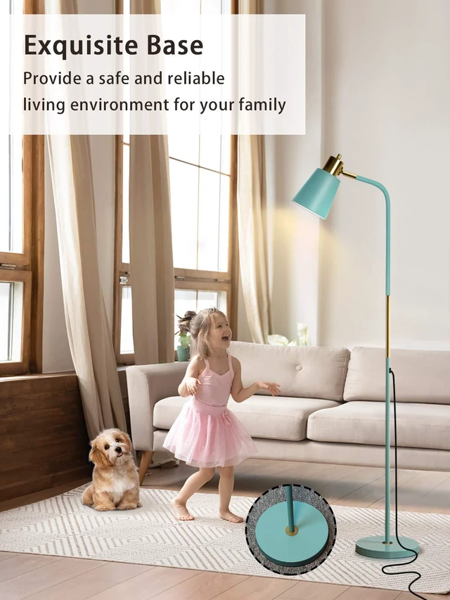 Alt view image 7 of 7 - Floor Lamp Industrial Floor Lamps Reading Farmhouse Standing Lamp Rustic Floor Lamp Adjustable Metal Heads Indoor Task Lighting for Living Room Bedroom Office Home Décor (Green)