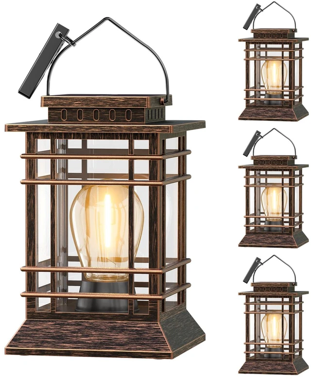 Main image of Solar Lanterns Outdoor Waterproof, Hanging Solar Lights for Outside 4 Pack Auto Dusk-to-Dawn, Bright LED Lighting, Over 12H Runtime, IP65 Waterproof for Garden Patio Yard Table Porch Fence Tree Decor