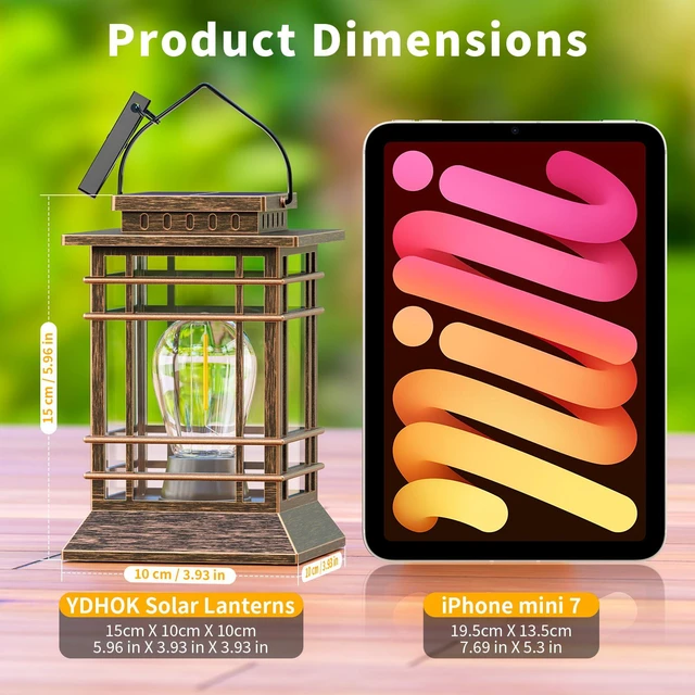 Alt view image 4 of 7 - Solar Lanterns Outdoor Waterproof, Hanging Solar Lights for Outside 4 Pack Auto Dusk-to-Dawn, Bright LED Lighting, Over 12H Runtime, IP65 Waterproof for Garden Patio Yard Table Porch Fence Tree Decor