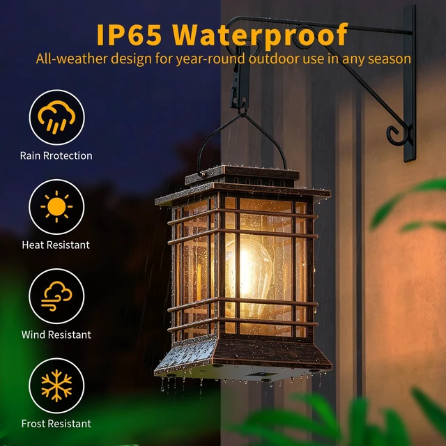 Alt view image 5 of 7 - Solar Lanterns Outdoor Waterproof, Hanging Solar Lights for Outside 4 Pack Auto Dusk-to-Dawn, Bright LED Lighting, Over 12H Runtime, IP65 Waterproof for Garden Patio Yard Table Porch Fence Tree Decor
