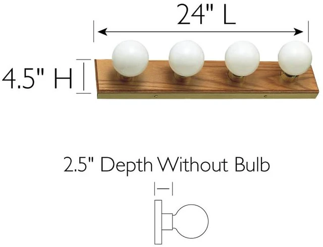 Alt view image 2 of 7 - 500207 4-Light Vanity Strip Light Contemporary Dimmable for Bathroom, Bedroom, Makeup Vanity, Honey Oak