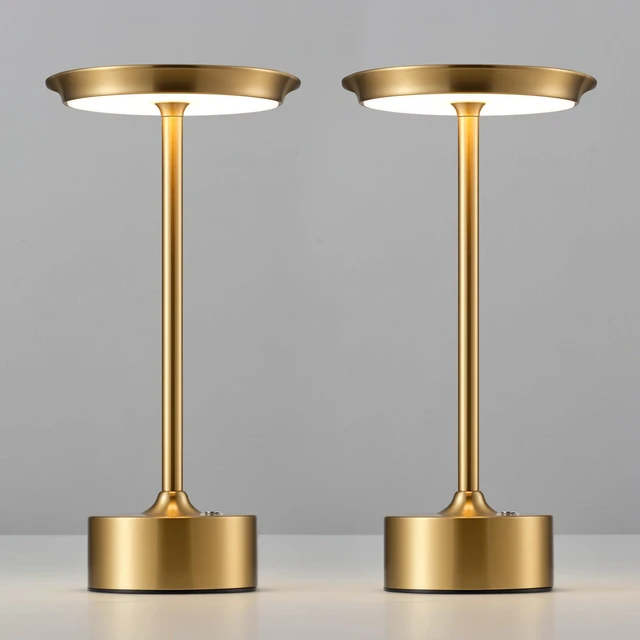 Main image of Rechargeable Table Lamps Set of 2, Gold Cordless Portable Desk Lamp 4000mAh Battery, Stepless Dimming & 3 Color 2700K-6000K, LED Lamp for Bedroom, Living Room, Restaurant, Outdoor, Night Light