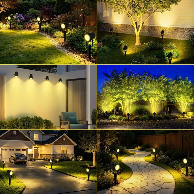 Alt view image 2 of 7 - 4-in-1 Solar Spotlights Outdoor Waterproof, Dusk to Dawn, Warm IP65 Waterproof, 2 Lighting Modes, Auto ON/OFF 5W Solar Lights with Separate Panel for Garden, Yard, Driveway, Pool Area