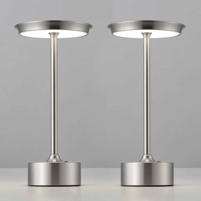 Main image of Rechargeable Table Lamps Set of 2, Nickel Cordless Portable Desk Lamp 4000mAh Battery, Stepless Dimming & 3 Color 2700K-6000K, LED Lamp for Bedroom, Living Room, Restaurant, Outdoor, Night Light