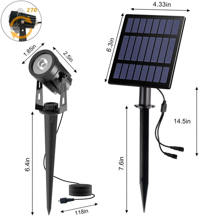 Alt view image 6 of 7 - 4-in-1 Color Changing Solar Spot Lights Outdoor,RGB Solar Spotlights IP65 Waterproof, 2 Lighting Modes, Dusk to Dawn RGB Solar Landscape Spotlights for Trees, Garden, Pathway, Flag, Yard
