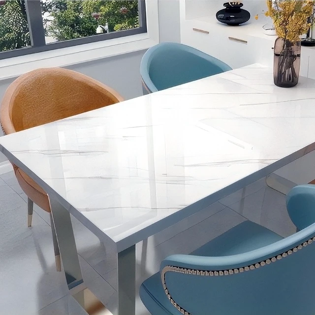 Alt view image 3 of 7 - Glossy Marble Contact Paper Peel and Stick Wallpaper 15.7x394 Self Adhesive Removable Wallpaper White Contact Paper for Countertops Waterproof for Kitchen Cabinet Decor Vinyl Roll