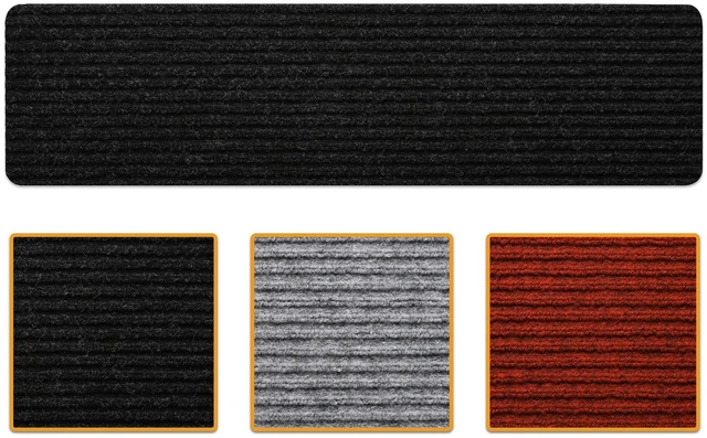 Main image of Non Slip Stair Treads Indoor Peel and Stick Carpet Stair Treads for Wooden Stairs, Self Adhesive Anti Slip Stair Pads for Kids & Pets 7.9" x 29.9", 7 Pack Black