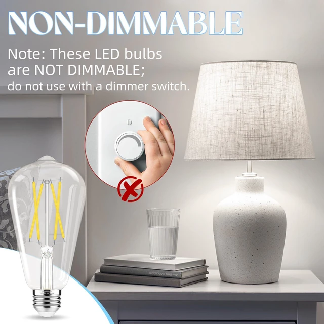Alt view image 4 of 7 - Edison Bulbs, E26 LED Bulb 60 watt Equivalent, Cool White 4000K 12 Pack, Non-Dimmable Edison Light Bulbs, E26 Medium Base, 6W 600LM, E26 Bulb, 90+ CRI, ST58 Vintage Light Bulb, Clear Glass