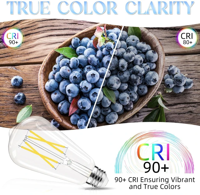 Alt view image 6 of 7 - Edison Bulbs, E26 LED Bulb 60 watt Equivalent, Cool White 4000K 12 Pack, Non-Dimmable Edison Light Bulbs, E26 Medium Base, 6W 600LM, E26 Bulb, 90+ CRI, ST58 Vintage Light Bulb, Clear Glass