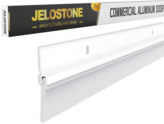 Main image of 2 Pack - Commercial Door Bottom Sweep, Heavy Duty Aluminum, Fire Rated, Vinyl Insert, JS-NV307, Ideal for Residential & Commercial Use (White Powder Coated, 36'')