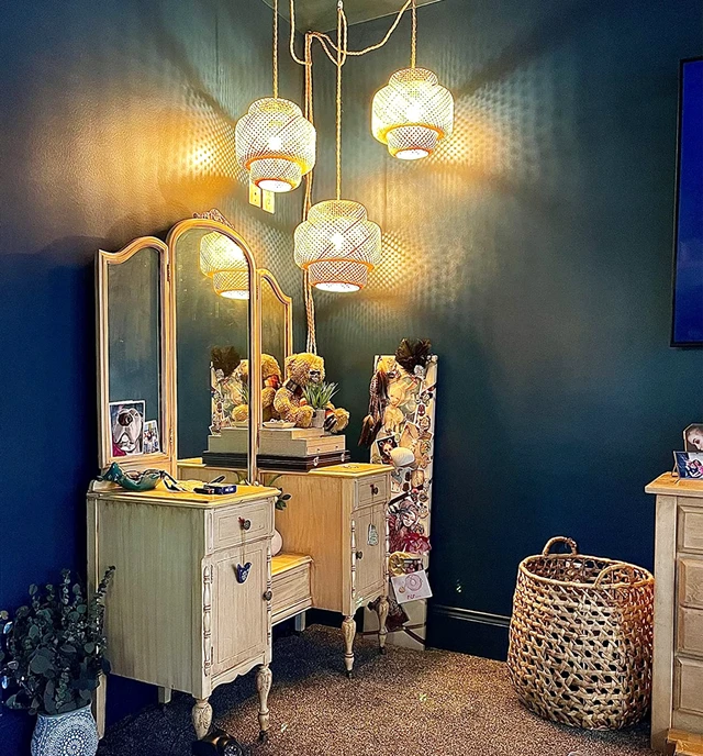 Alt view image 7 of 7 - Plug in Pendant Light Rattan Hanging Lights with Plug in Cord Bamboo Hanging Lamp Dimmable,Handmade Woven Boho Wicker Basket Lamp Shade,Plug in Ceiling Light Fixture for Living Room Bedroom Kitchen
