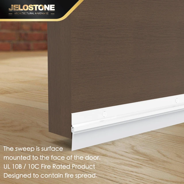 Alt view image 5 of 5 - 2 Pack - Commercial Door Bottom Sweep, Heavy Duty Aluminum, Fire Rated, Vinyl Insert, JS-NV307, Ideal for Residential & Commercial Use (White Powder Coated, 36'')