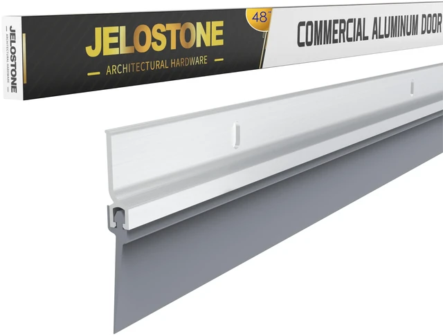 Main image of 2 Pack - 48'' Commercial Door Bottom Sweep (Clear Anodized), Heavy Duty Aluminum, Fire Rated, Vinyl Insert, JS-NV307, Ideal for Residential & Commercial Use
