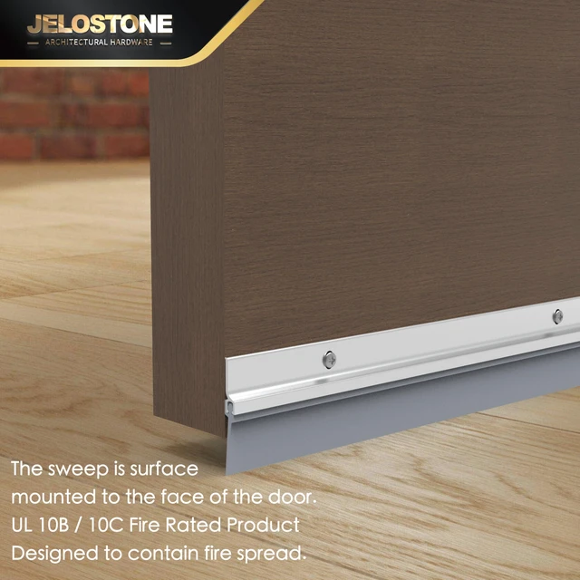 Alt view image 5 of 5 - 2 Pack - 48'' Commercial Door Bottom Sweep (Clear Anodized), Heavy Duty Aluminum, Fire Rated, Vinyl Insert, JS-NV307, Ideal for Residential & Commercial Use