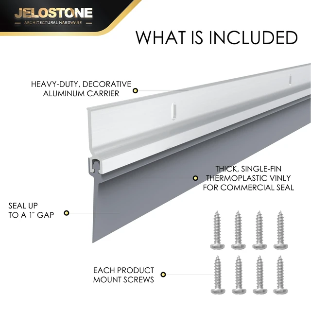 Alt view image 3 of 5 - 2 Pack - 48'' Commercial Door Bottom Sweep (Clear Anodized), Heavy Duty Aluminum, Fire Rated, Vinyl Insert, JS-NV307, Ideal for Residential & Commercial Use