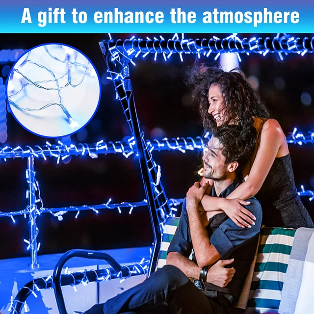 Alt view image 5 of 6 - 100FT Blue LED Fairy Lights, Connectable Christmas String Lights 8 Lighting Modes Waterproof Light with Timer for Tree, Bedroom, Patio, Wedding, Party, Indoor Outdoor Decor