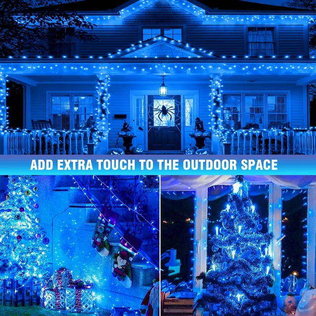 Alt view image 4 of 6 - 100FT Blue LED Fairy Lights, Connectable Christmas String Lights 8 Lighting Modes Waterproof Light with Timer for Tree, Bedroom, Patio, Wedding, Party, Indoor Outdoor Decor
