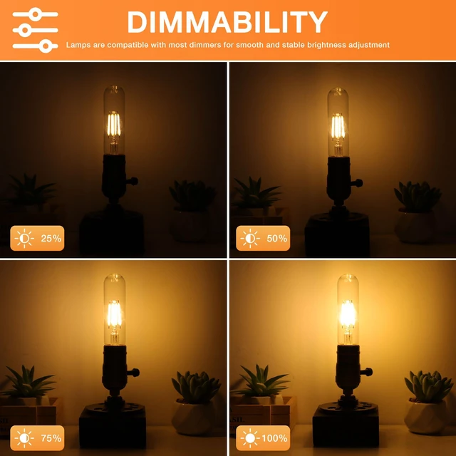 Alt view image 4 of 6 - E26 T10 LED Bulb 4 Watt Equivalent 40W Warm White 2700K Tubular Bulbs for Desk Lamp,Bedbroom Bathroom, 6 Pack