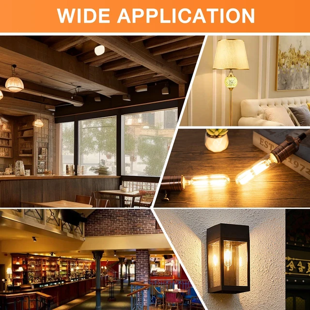 Alt view image 6 of 7 - E26 T10 LED Bulb 6 Watt Equivalent 60W Warm White 2700K Dimmable long light Bulb Tubular Bulbs Edison LED Filament Bulb,Desk Lamp,Bedbroom Cafe Restaurant Party, (5 in (6pack))