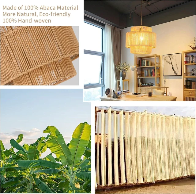 Alt view image 4 of 7 - Plug in Pendant Light Hanging Lights with Plug in Cord Boho Hanging Lamp Dimmable,Rattan Wicker Woven Bamboo Lamp Shade, Plug in Ceiling Light Fixture for Living Room Bedroom Kitchen