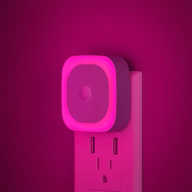 Main image of Pink Night Light Motion Sensor, Dimmable Plug in Nightlight, 2 Pack 3 Modes, Auto Dusk to Dawn, Eye-Care Reflected Glow, Square Nightlight Plug into Wall, Pink Lamp for Bedroom, Girls, Bathroom