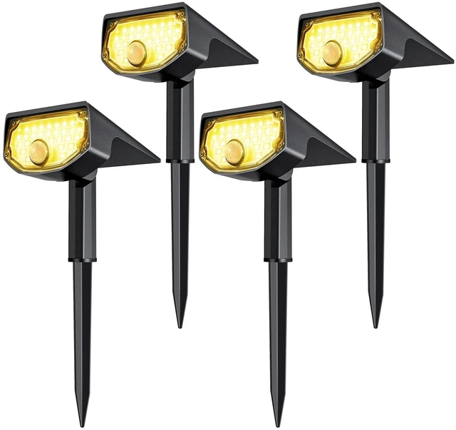 Main image of Solar Motion Sensor Outdoor Lights,Solar Lights Outdoor Waterproof IP68/30 LED/3 Modes,Solar Powered Spotlights,Landscape Lighting for Yard and Garden, Warm White,4 Pack