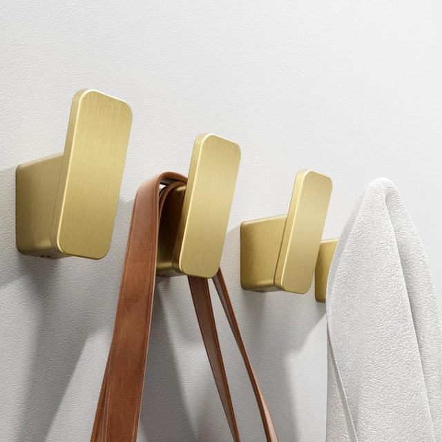 Main image of 4-Pack Brushed Gold Towel Hook for Bathroom, Robe Coat Hook, Heavy Duty Wall Hooks for Hanging Bag Hat Mudroom Bedroom Shower Closet, Drill in Hanger Mount with Screw, Holder Back of Door Outdoor