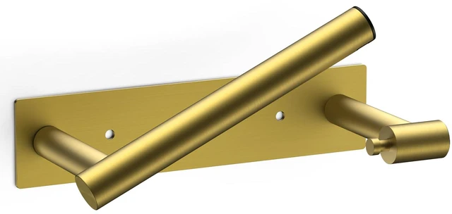 Main image of Commercial Toilet Paper Holder Wall Mount Bathroom Tissue Holder Brushed Gold | Adhesive or Screw | SUS304 Stainless Steel Rustproof | Pivoting Tissue Roll Holder | Square Base