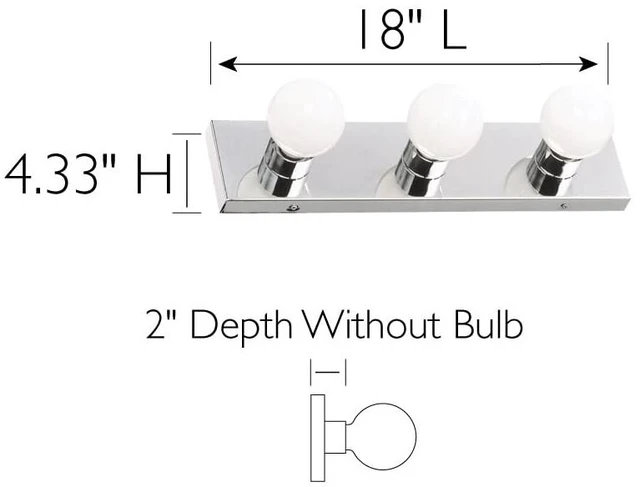 Alt view image 3 of 7 - 500850 3-Light Vanity Strip Light Contemporary Dimmable for Bathroom, Bedroom, Makeup Vanity, Polished Chrome