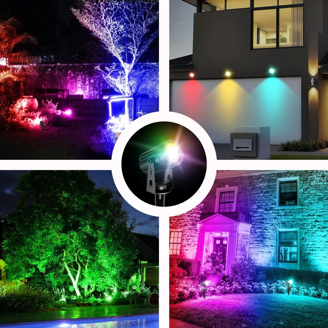 Alt view image 7 of 7 - 4-in-1 Color Changing Solar Spot Lights Outdoor,RGB Solar Spotlights IP65 Waterproof, 2 Lighting Modes, Dusk to Dawn RGB Solar Landscape Spotlights for Trees, Garden, Pathway, Flag, Yard