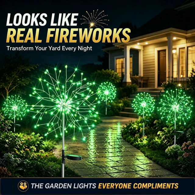 Alt view image 2 of 7 - Solar Garden Lights Outdoor - 150 LED Green Firework Lights Waterproof with 8 Modes, Solar Stake Lights Decorations for Outside Yard Pathway Flower Bed Halloween Decor (2 Pack)