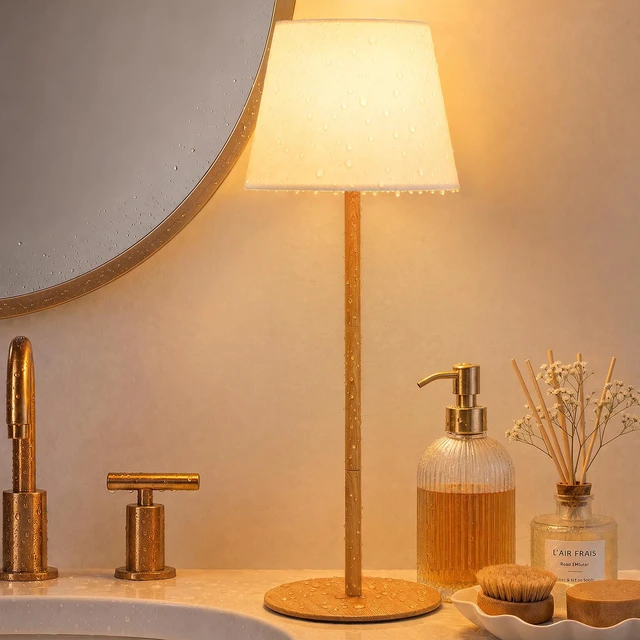 Main image of Shower Lamp Rechargeable Waterproof Lamp, Cordless Table Lamp for Bathroom IP54 Spa-Like Shower Light, 4000mAh Battery Powered, 3 Color Modes, Stepless Dimming, for Bathtub Outdoor (1Pack - 15Inches)