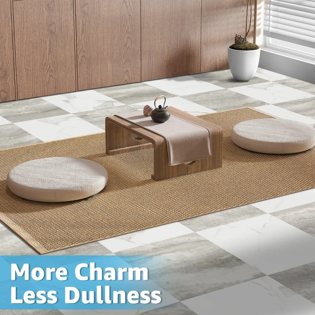 Alt view image 7 of 7 - 30-Pack Peel and Stick Vinyl Floor Tiles, White & Beige Marble 15 Tiles per Color, 12" x 12" Single Tile, Anti-Slip, Waterproof, Ideal for Kitchen, Bathroom, Living Room, Bedroom