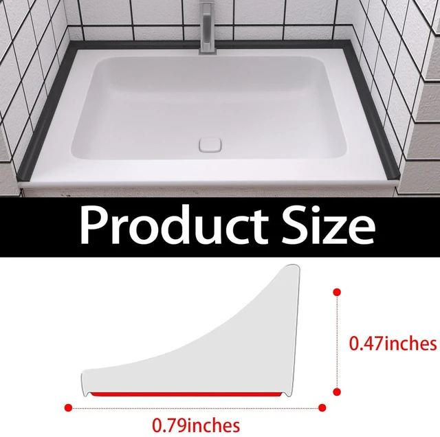 Alt view image 2 of 7 - Silicone Shower Threshold Water Dam Barrier, 39 Inch, Black Self-Adhesive Glass Shower Door Bootom Seal Strip, Shower Water Guard Blocker for Walk in Bathroom, Kitchen