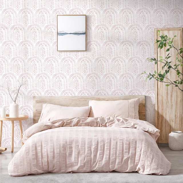 Alt view image 3 of 7 - Pink Peel and Stick Wallpaper Boho Wall Paper Peel and Stick Modern Contact Paper Self Adhesive Wallpaper for Bedroom and Bathroom Removable Cabinet Shelf Liner Vinyl 17.3X197