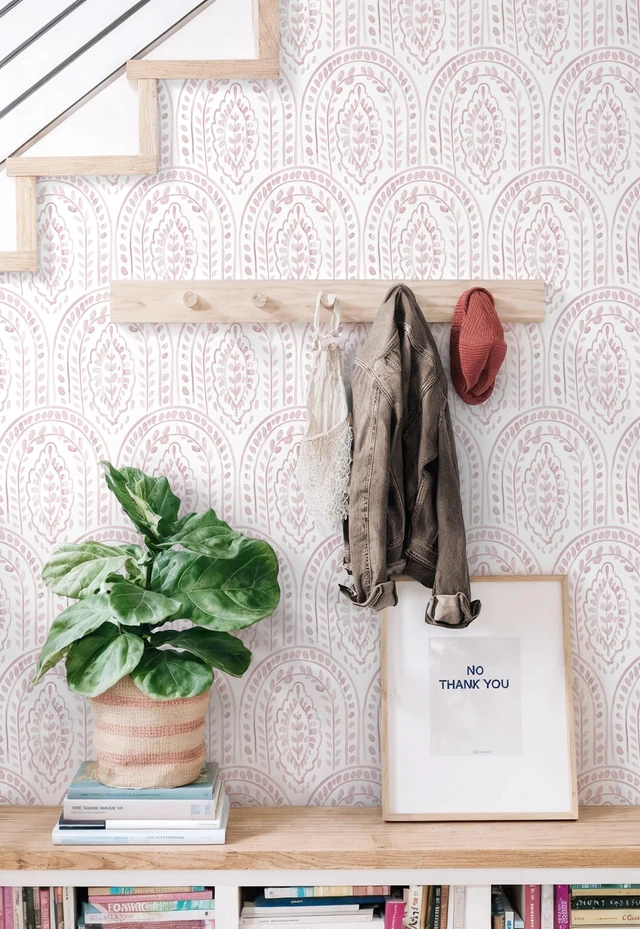 Alt view image 5 of 7 - Pink Peel and Stick Wallpaper Boho Wall Paper Peel and Stick Modern Contact Paper Self Adhesive Wallpaper for Bedroom and Bathroom Removable Cabinet Shelf Liner Vinyl 17.3X197
