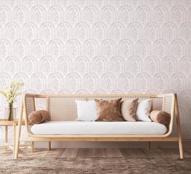 Alt view image 6 of 7 - Pink Peel and Stick Wallpaper Boho Wall Paper Peel and Stick Modern Contact Paper Self Adhesive Wallpaper for Bedroom and Bathroom Removable Cabinet Shelf Liner Vinyl 17.3X197