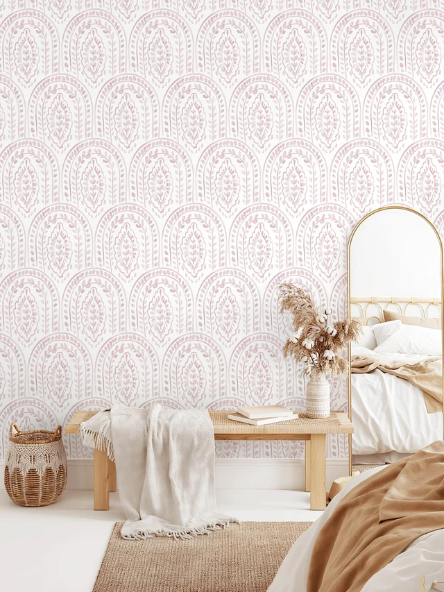 Alt view image 7 of 7 - Pink Peel and Stick Wallpaper Boho Wall Paper Peel and Stick Modern Contact Paper Self Adhesive Wallpaper for Bedroom and Bathroom Removable Cabinet Shelf Liner Vinyl 17.3X197