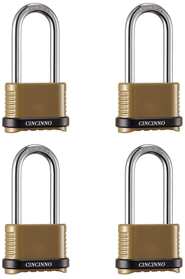 Main image of Heavy Duty Combination Lock, 4-Digit Combo Lock with Long Shackle,Weatherproof Combination Padlock for Outdoor Use,4 Pack