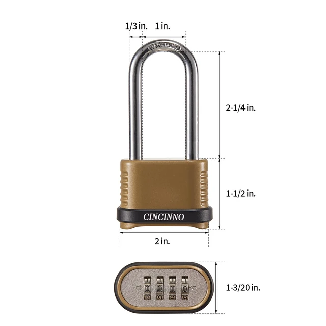 Alt view image 2 of 5 - Heavy Duty Combination Lock, 4-Digit Combo Lock with Long Shackle,Weatherproof Combination Padlock for Outdoor Use,4 Pack