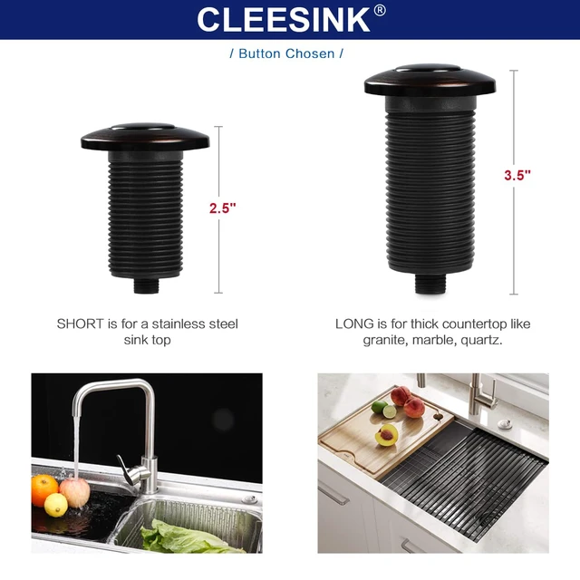 Alt view image 5 of 7 - Garbage Disposal Switch, Cordless Air On Off Kit for Food Waste Disposer, Sink Top Push Button by (LONG/3.5", Oil Rubbed Bronze)