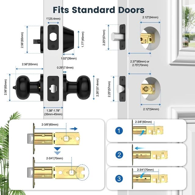 Alt view image 6 of 7 - 2 Pack Exterior Door Lock Set, Keyed Alike Entry Door Knob and Single Cylinder Deadbolt Lock Combo Set, Matte Black Door Knobs with Lock and Keys, Locksets for Front,Entrance,Back,Garage Door
