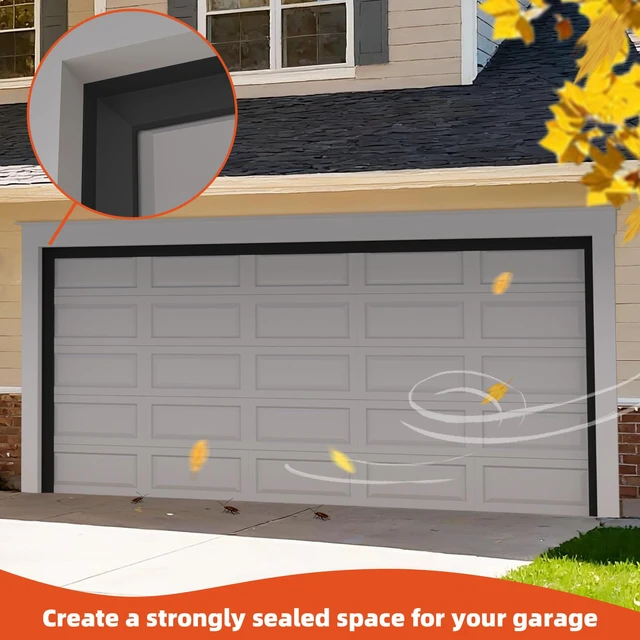 Alt view image 6 of 7 - Garage Door Seal Top and Sides with Nails, 36 FT, Black Garage door insulation weather stripping, universal fit, includes nails and lids, TPE weatherproofing trim for garage doors