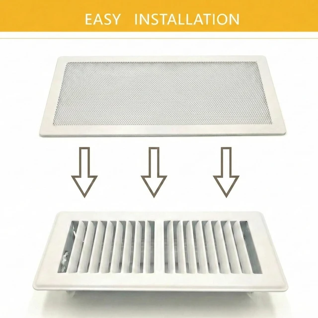 Alt view image 3 of 6 - Extra Strong Magnetic Air Vent Screen Cover for Floor 5-Pack (5" x 13", White)
