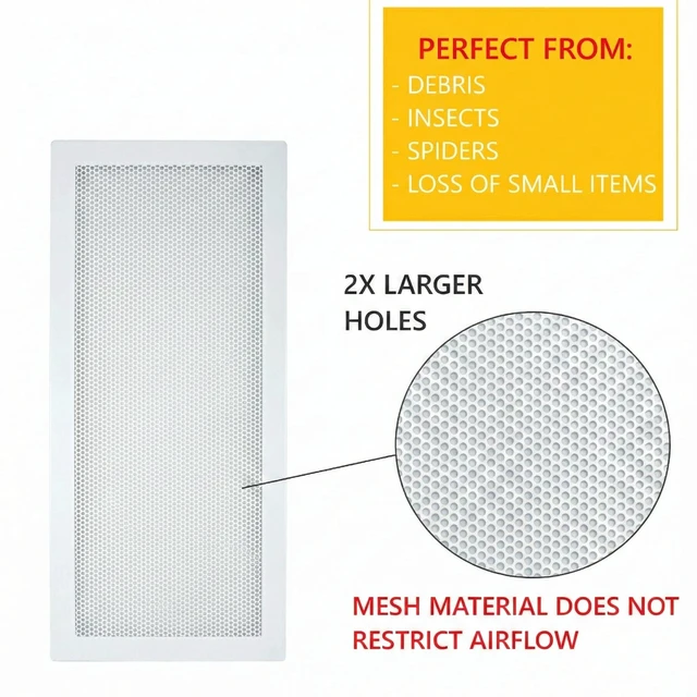 Alt view image 5 of 6 - Extra Strong Magnetic Air Vent Screen Cover for Floor 5-Pack (5" x 13", White)