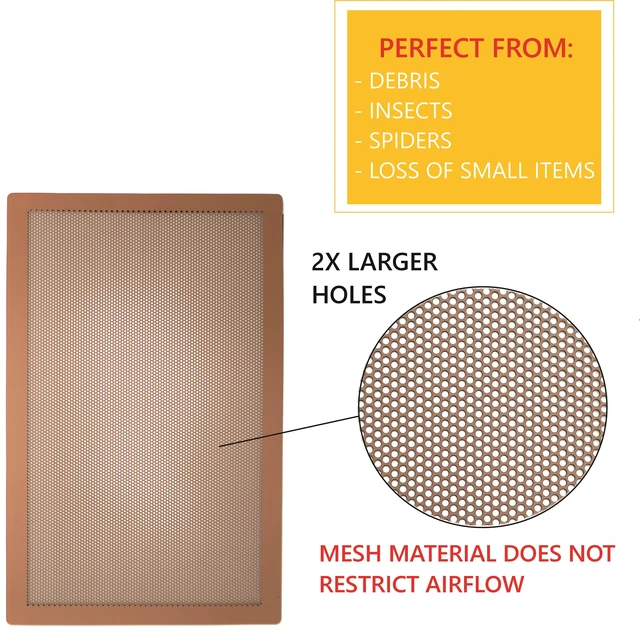 Alt view image 5 of 6 - Extra Strong Magnetic Air Vent Screen Cover for Floor 5-Pack (7" x 11", Brown)
