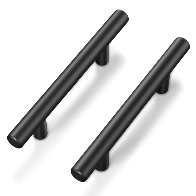 Main image of 50Pack Matte Black Cabinet Handles, 3''Hole Centers Kitchen Drawer Pulls, Stainless Steel Dresser Hardware for Kitchen Bathroom Bedroom - 5''Overall Length